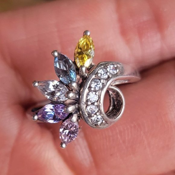 Absolutely stunning marquise prong set multi-colored gemstones 925 sterling ring - Picture 8 of 15